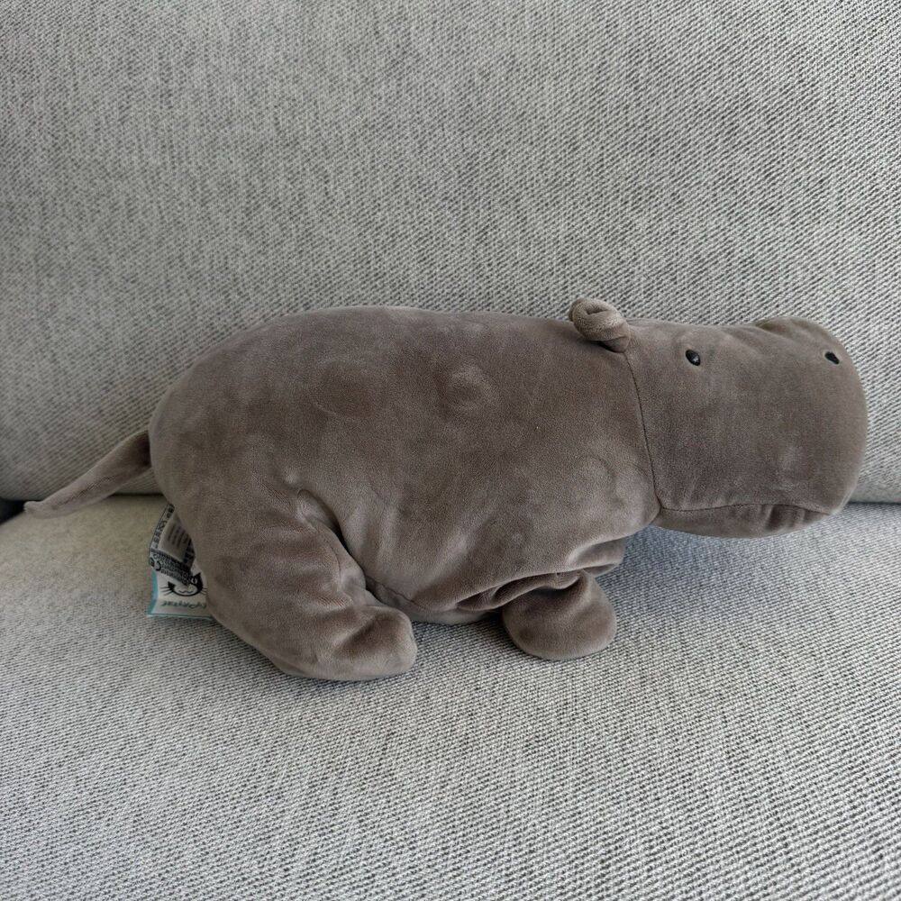 HTF Jellycat Mellow Mallow Hippo Plush Large Stuffed Gray Squishy London 15" NWT